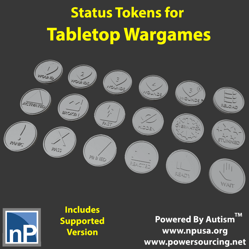 20mm Wargame Status Tokens 3d model