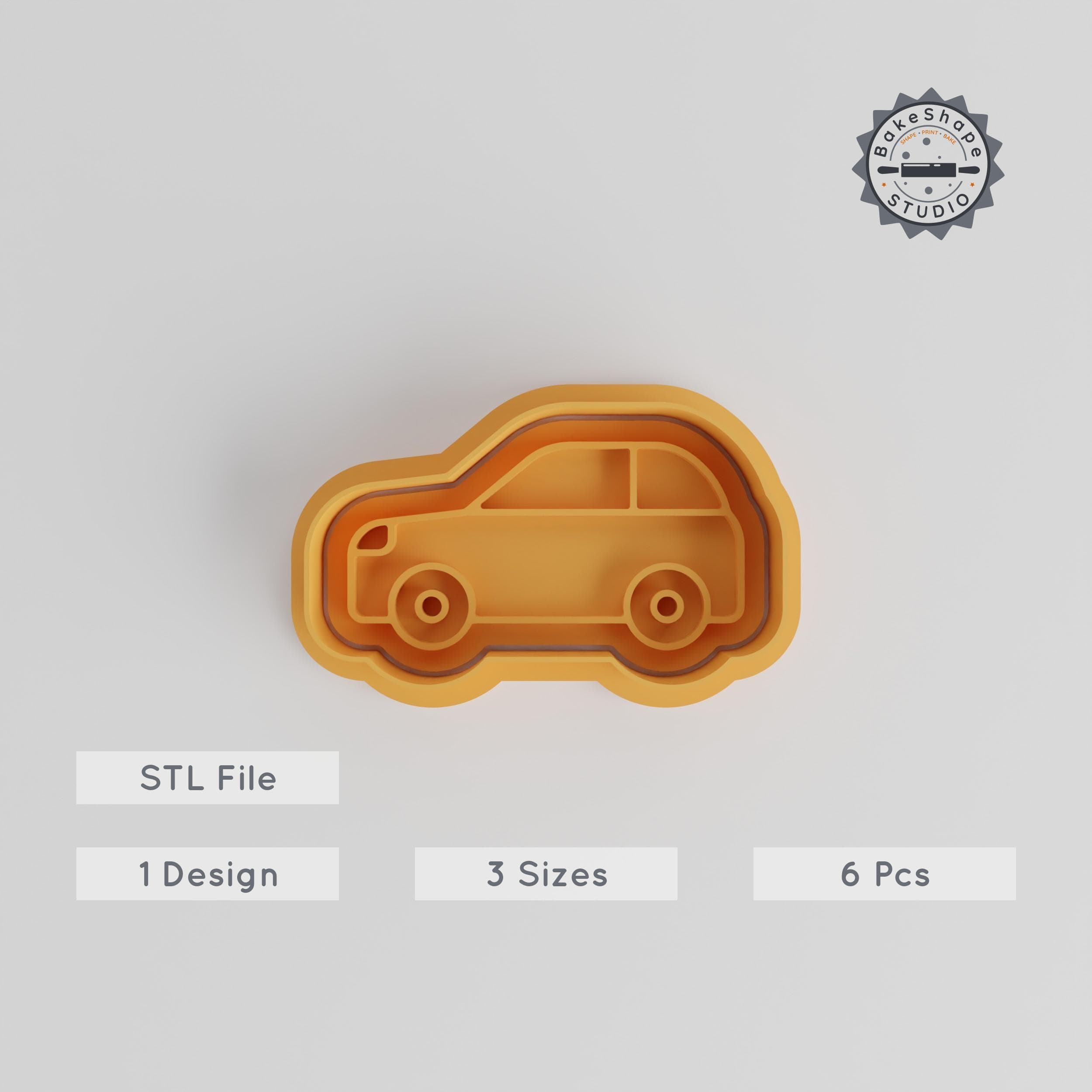 Hatchback Car Shape Cutter & Stamp Set, Perfect for Cookies & Fondant, 3 Sizes, 6 Pieces, Compact Urban Car Design PRODUCT_3229 3d model