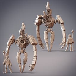 Desert Elf Geomancer and Rock Golem - Taluzir, Stonebinder Shaper and Kheziran, Stonebinder Golem 3d model