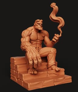 Hellboy Resting Statue | Big Red Creature Figurine | Fan Art 3d model