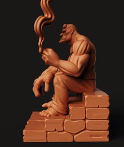 Hellboy Resting Statue | Big Red Creature Figurine | Fan Art 3d model