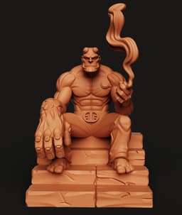 Hellboy Resting Statue | Big Red Creature Figurine | Fan Art 3d model