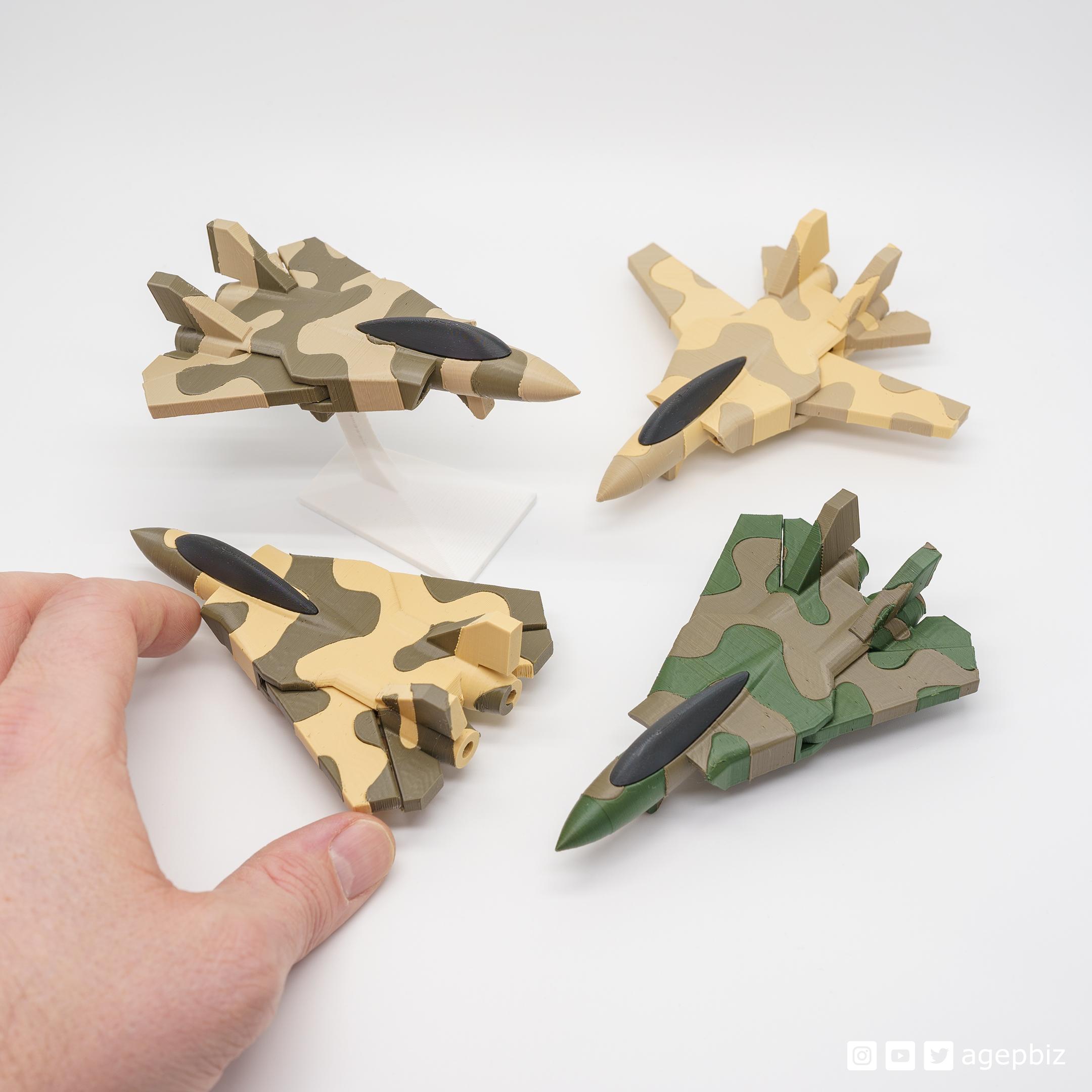 Print-in-place and articulated F14 with Camo - IDEX 3d model