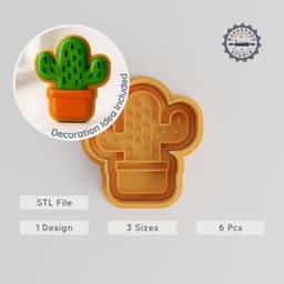 Mini Cactus Shape Cutter & Stamp Set, Perfect for Cookies & Fondant, 3 Sizes, 6 Pieces, House Botany Decor PRODUCT_337 3d model