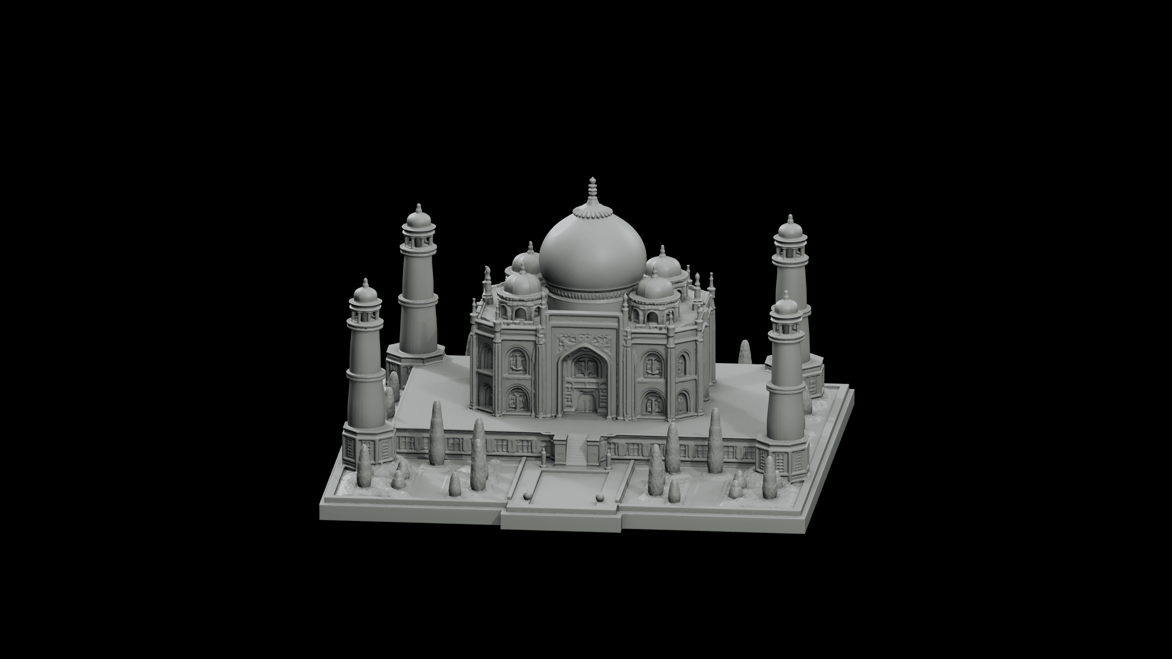 Taj Mahal Moonlit Miniature STL - Printable Landmark Desk Miniature 3d model