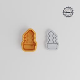 Zig Zag Cactus Shape Cutter & Stamp, 3 Size Cookie and Fondant Decoration Set, Wavy Succulent Design PRODUCT_338 3d model