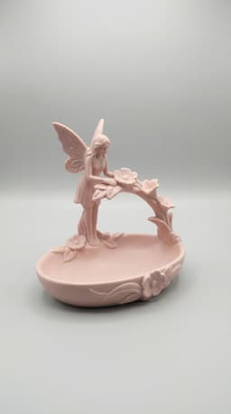 Pink Fairy Jewelry Dish - Whimsical Floral Vanity Decor 3d model