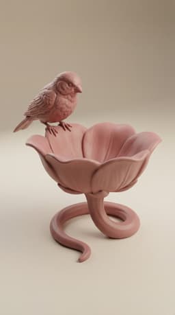 Coquette Bird Jewelry Dish STL | Floral Ring Holder Vanity Catchall Decor 3d model