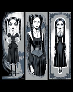 Folk/Gothic Art - Wednesday Addams Caricatures - Set of Bookmarks 3d model