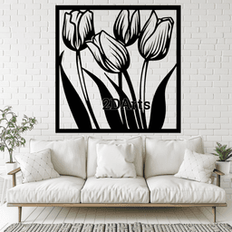 Tulips 2D Wall Art/Window Art - Digital STL & SVG File for 3D Printing or Laser Cutting 3d model