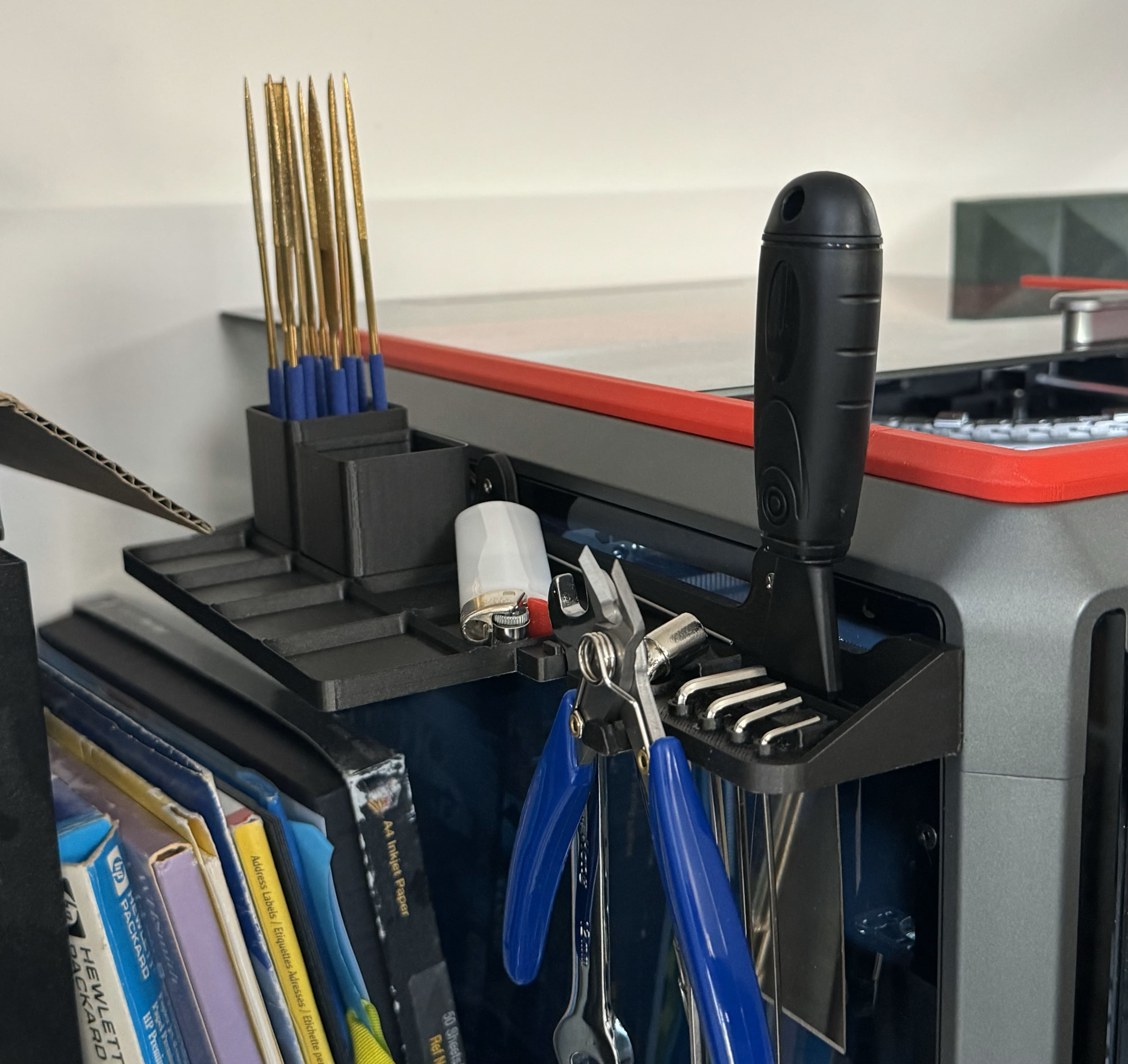 Printed a mirror version for the left side. It's so nice having easy access to my tools!