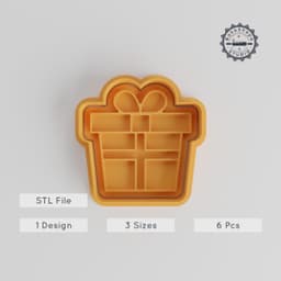 Gift Box Shape Cutter & Stamp Set, Cookie & Fondant Mold, Present Theme, Sizes S/M/L, 6-Piece Collection PRODUCT_4881 3d model