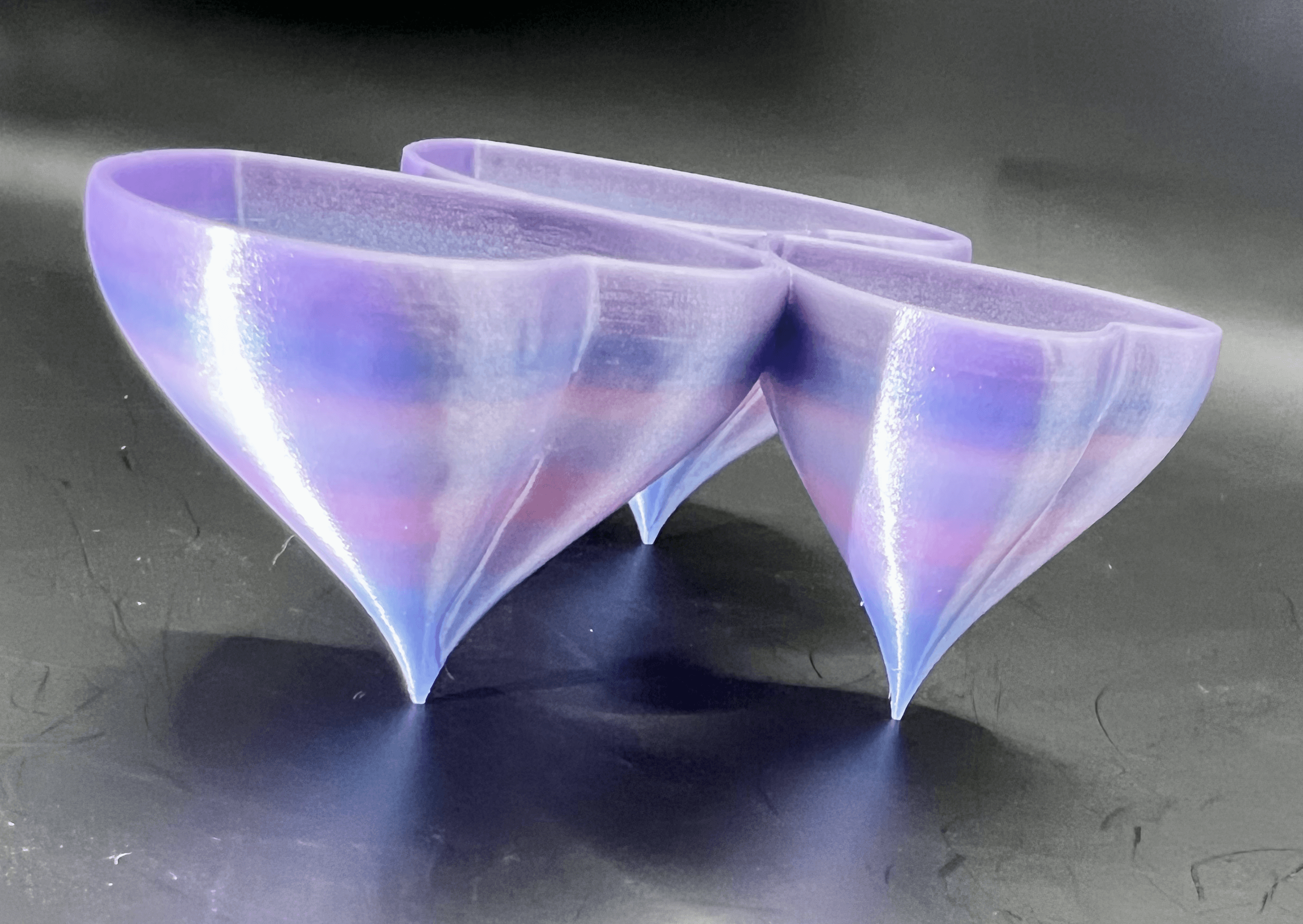 Heart Pixie Pots - Printed in Protopasta Nebula Silver Silk - 3d model
