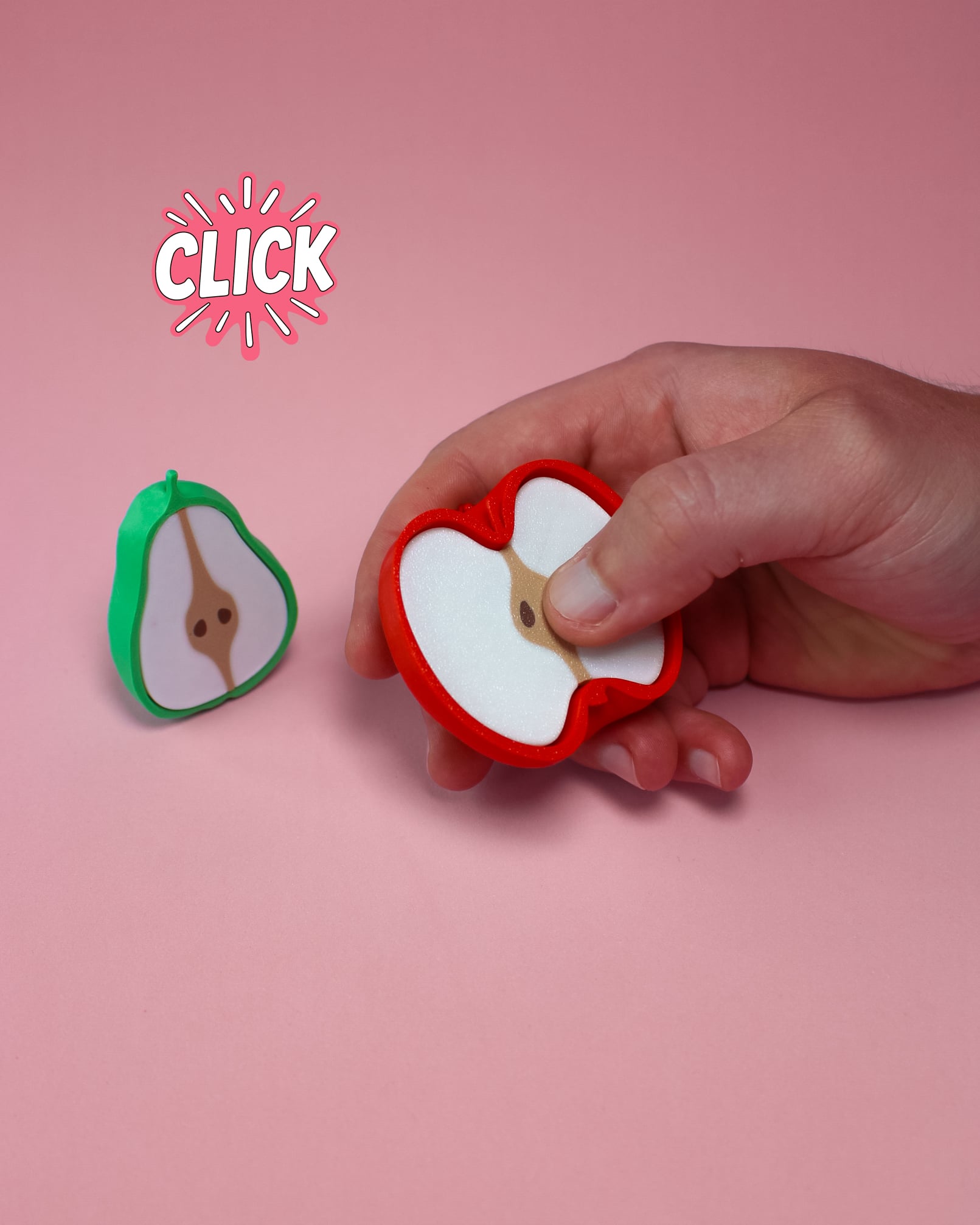 Apple and Pear Fidget Clickers Keychain 3d model