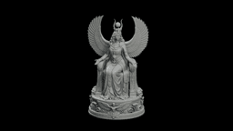 Isis Winged Throne Matron STL - Printable Egyptian Goddess Statue 3d model