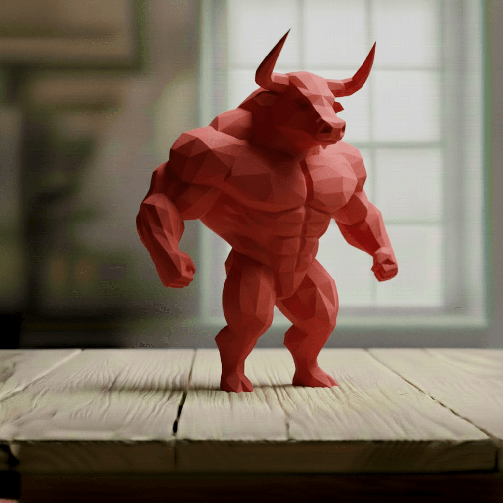 Buff Bull Low Poly - Geometric Bodybuilder Sculpture 3d model