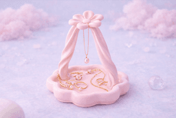 Flower Jewelry Holder STL – Cute Bow Jewelry Tray – 3D Print Ring & Necklace Organizer 3d model