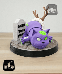 Flexi Zombie Cat + Diorama / Print in Place / 3MF Included 3d model
