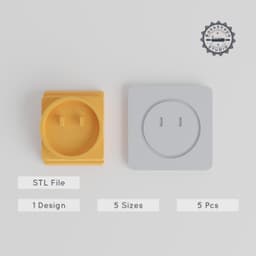 No Mouth Cookie & Clay Stamp Tile Set, 5 Sizes, Face Emoji Design PRODUCT_2495 3d model