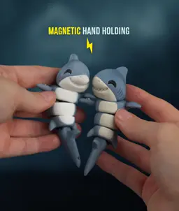 Bruce, the Flexi Shark - Magnetic Hand-Holding Companion 3d model
