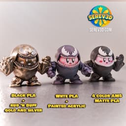 Venom Kirby – Flexi Keychain & Bag Charm with Movable Arms, No Supports 3D Print STL/3MF 3d model