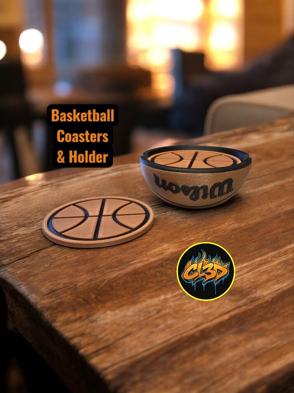 Basketball Coasters - Flat Holder 3d model