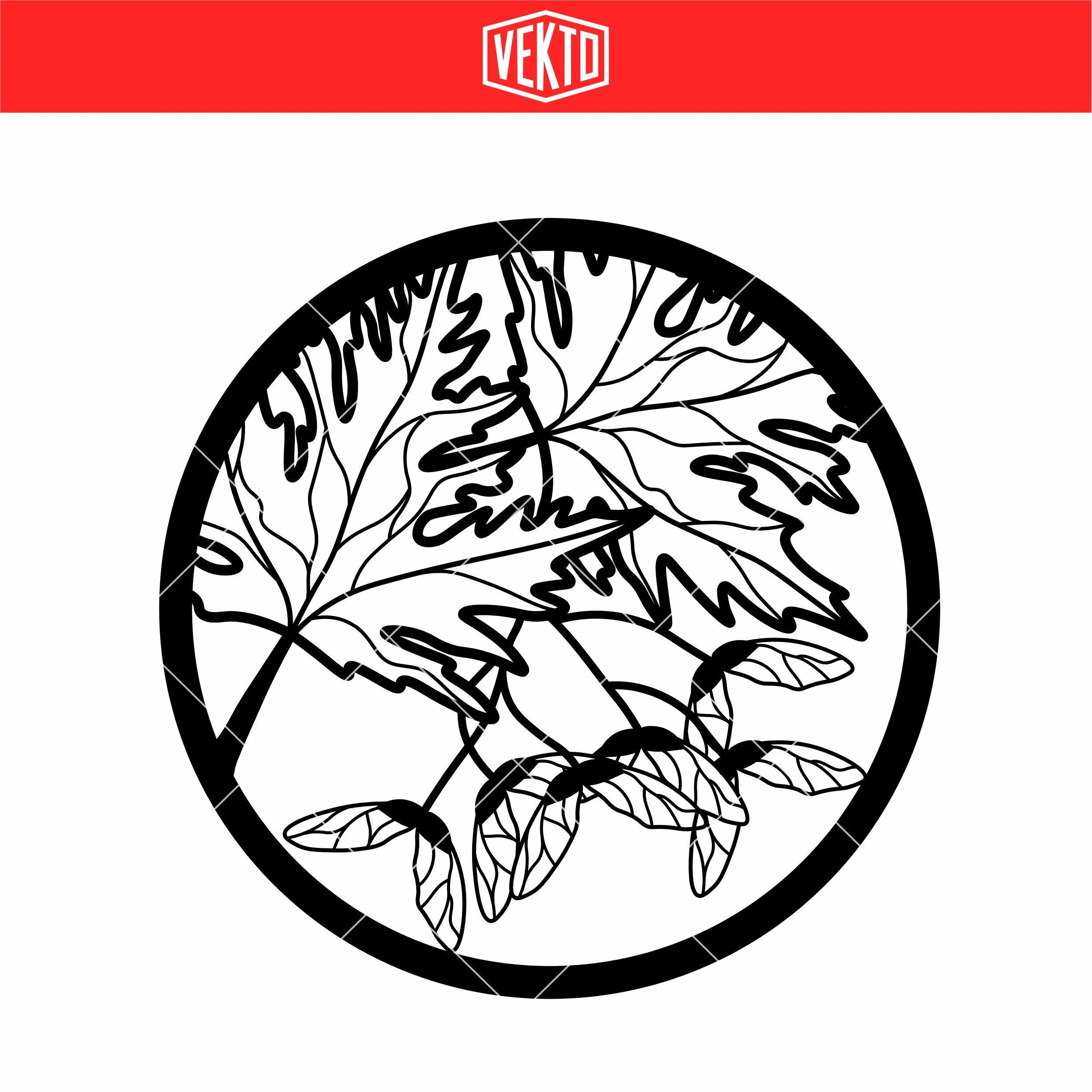 Círculo con Hojas – Leaf Circle Ornament STL – Botanical Decorative 3D Print Model 3d model