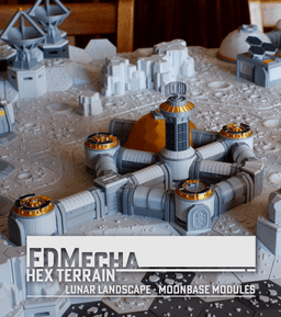 FDMecha Hex Terrain: Lunar Landscape - Moonbase Modules 3d model