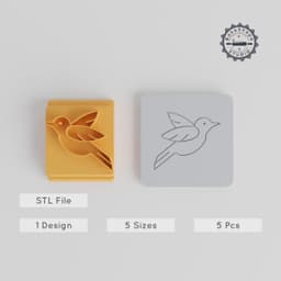Bluebird Stamp Tile Set, 5 Sizes, Perfect for Clay, Cookies & Fondant PRODUCT_2247 3d model