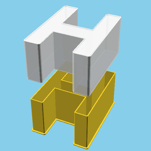 LATIN CAPITAL LETTER H, nestable box (v1) 3d model
