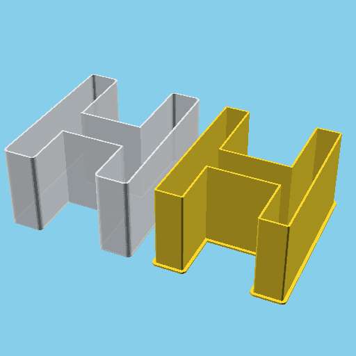 LATIN CAPITAL LETTER H, nestable box (v1) 3d model