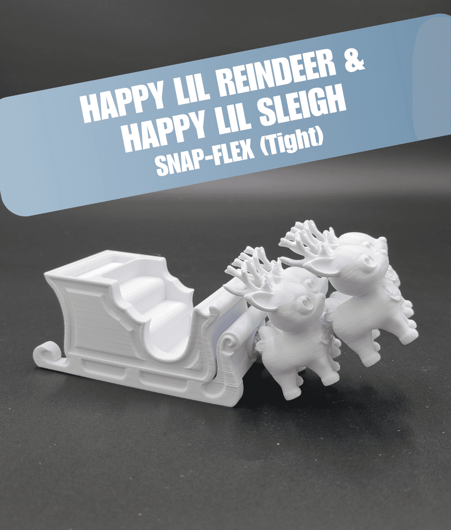 Happy Lil Reindeer & Sleigh - Articulated Snap-Flex Fidget (Tight Joints) 3d model