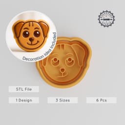Smirk Dog Shape Cutter & Stamp Set, Cookie & Fondant Molds, Animal Grinning, 3 Sizes, 6 Pieces PRODUCT_893 3d model