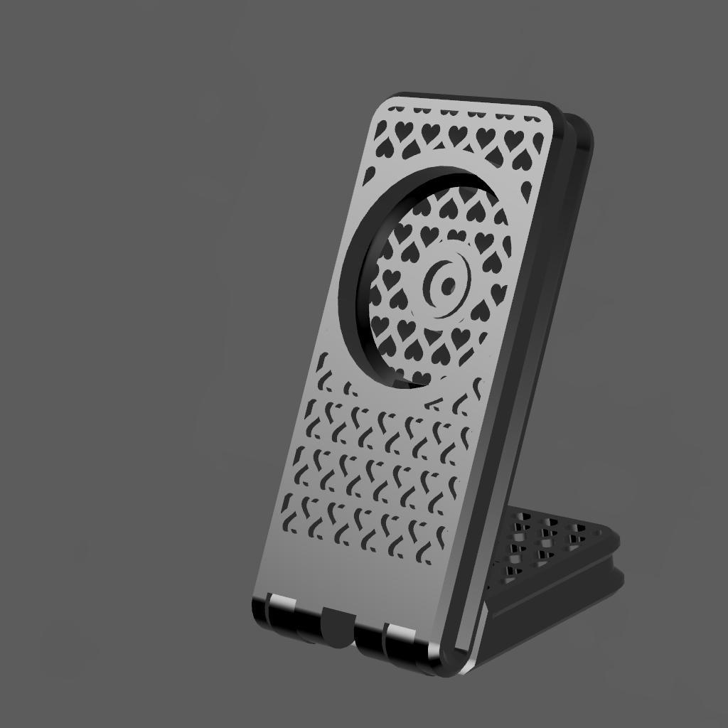 Print in Place Quadlock Mag Phone Stand - Hearts 3d model