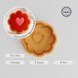 Love Insignia Cookie Cutter & Stamp, Heart Design, 3 Sizes, Perfect for Fondant, Bakeware, Valentine's Day Baking PRODUCT_185 3d model