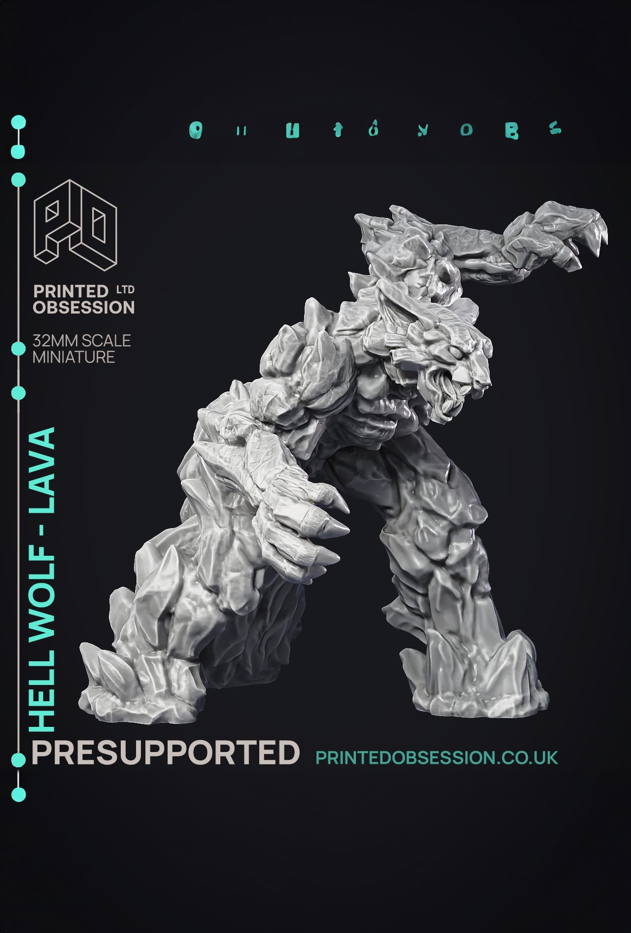 Hell Wolf - Lava - PRESUPPORTED - Hell Hath No Fury - 32mm Scale 3d model