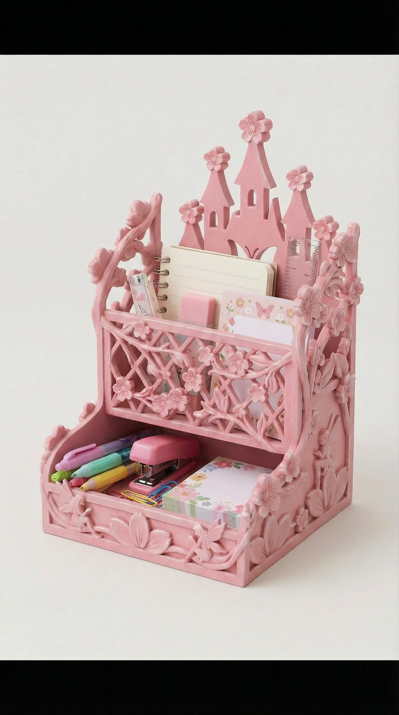 Fairy Tale Castle Desk Organizer - Princess Stationery & Office Caddy 3d model
