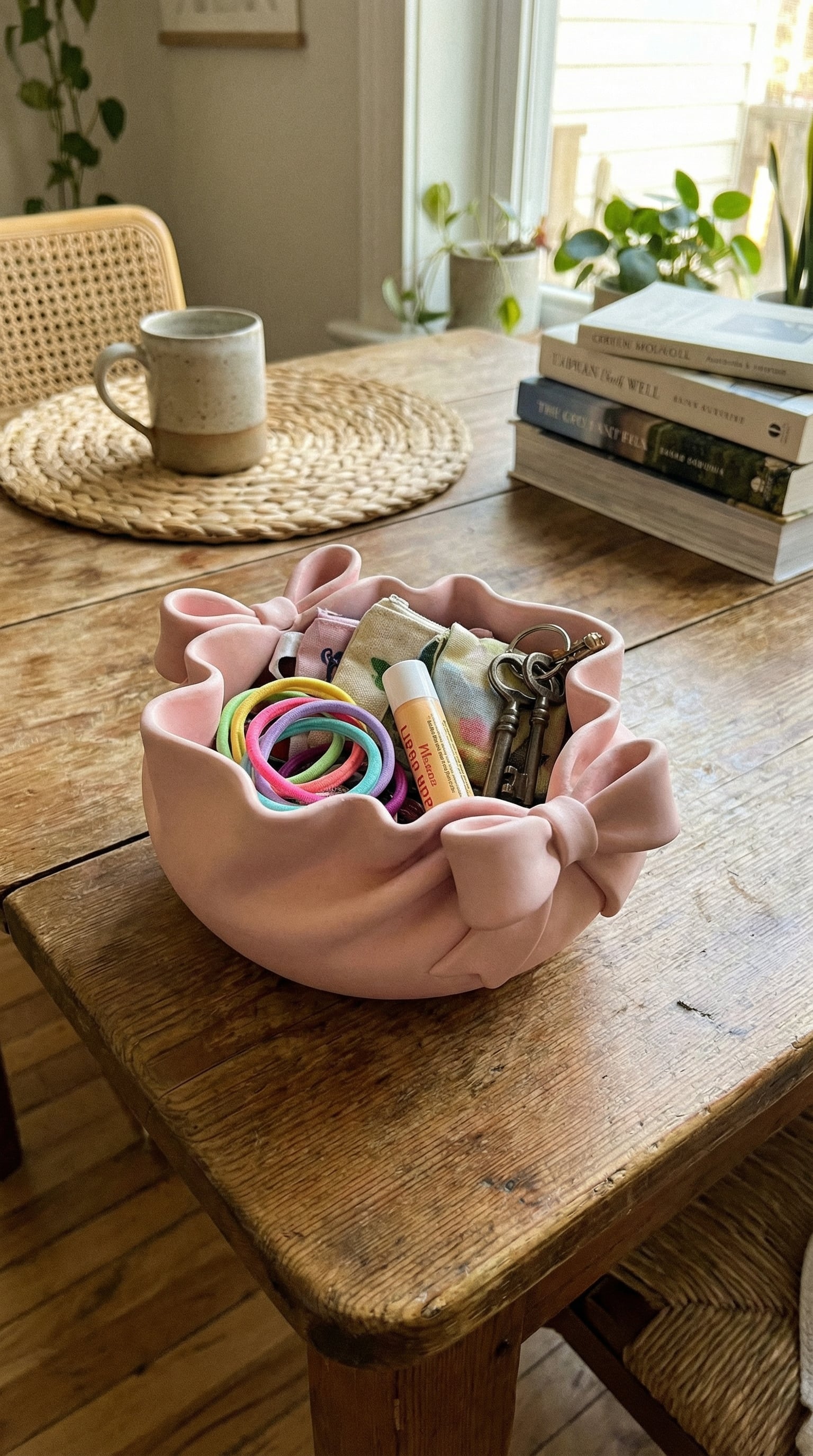 Coquette Wavy Bow Catchall Bowl - Aesthetic Sculptural Jewelry Tray & Entryway Organizer 3d model