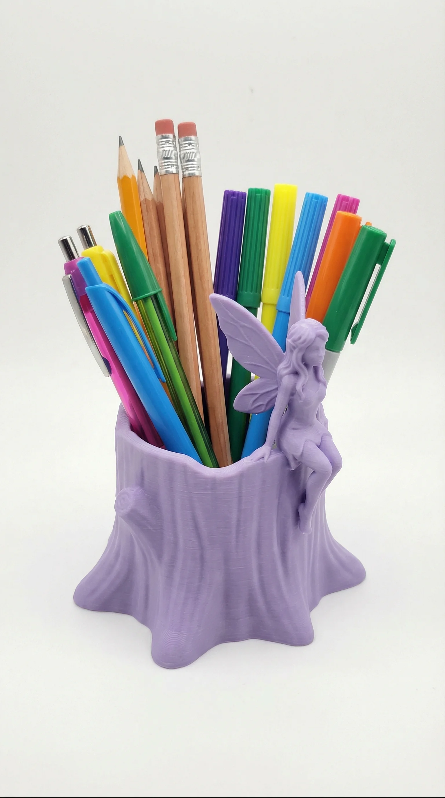 Fairy Tree Stump Pencil Holder - Whimsical 3D Printable Desk Organizer & Office Decor 3d model