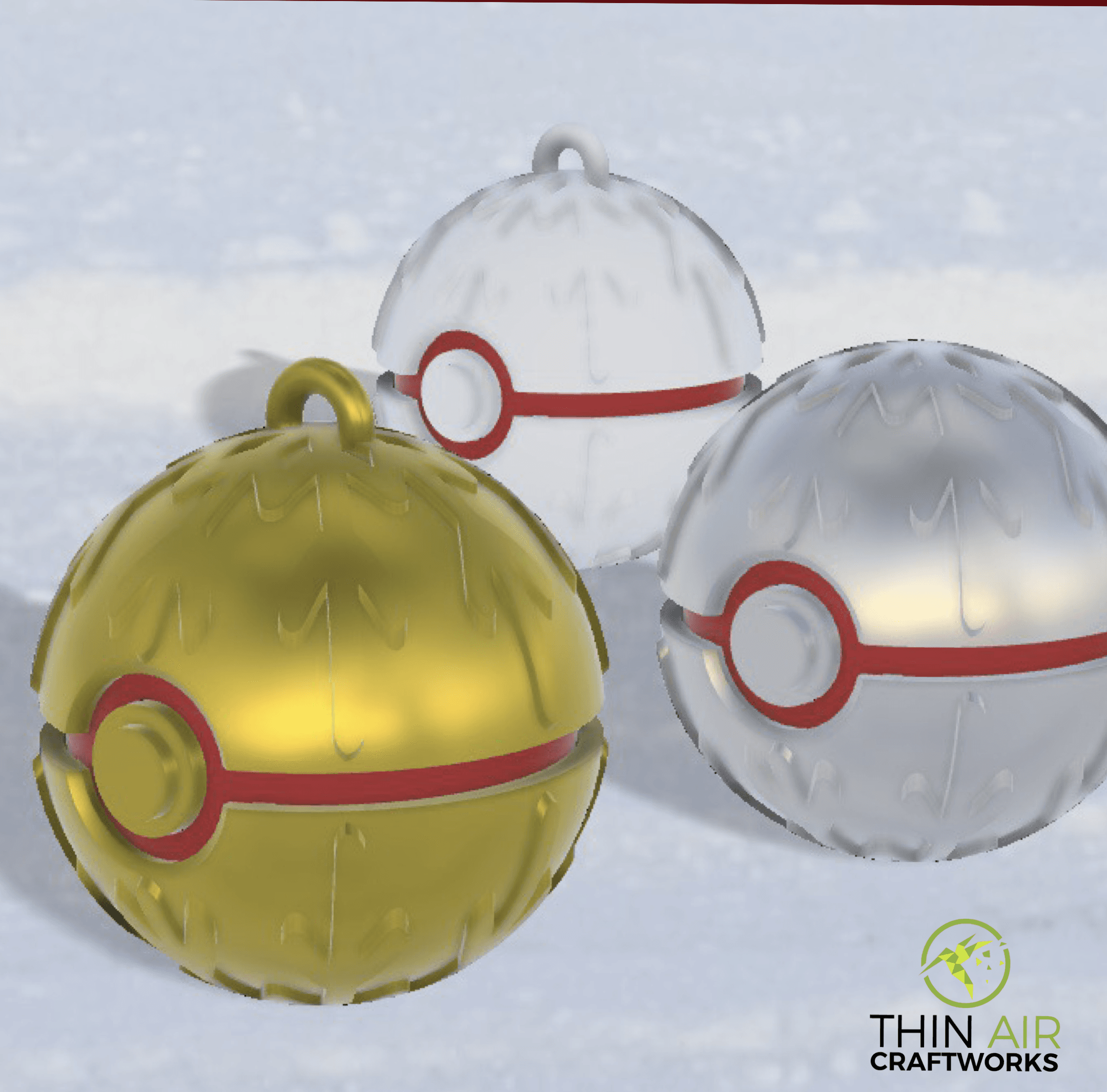 Holiday Ball (Holiday-Themed Cosplay Pokeball & Ornament) 3d model