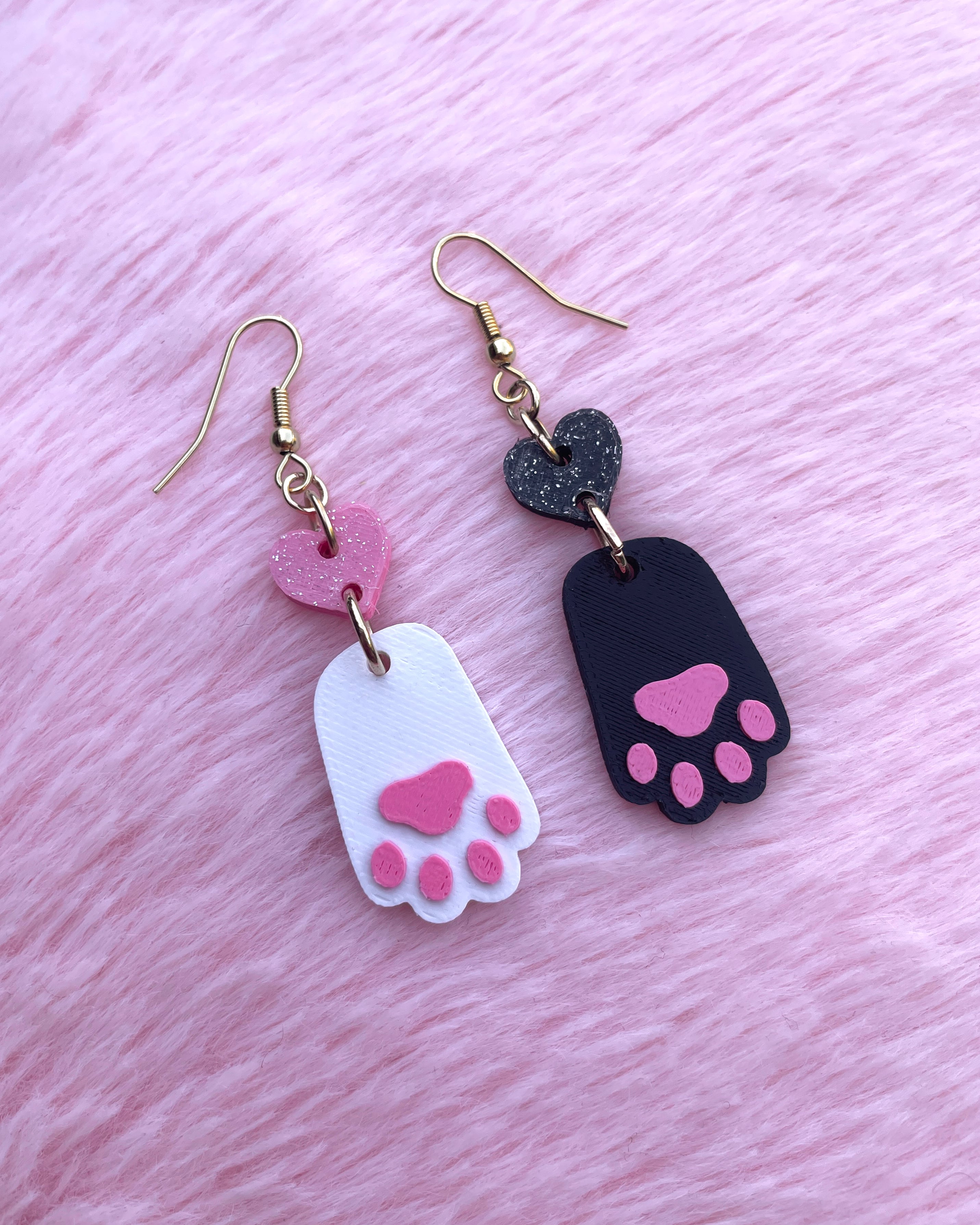 Cat Paw Earrings 3d model