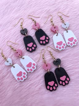 Cat Paw Earrings 3d model