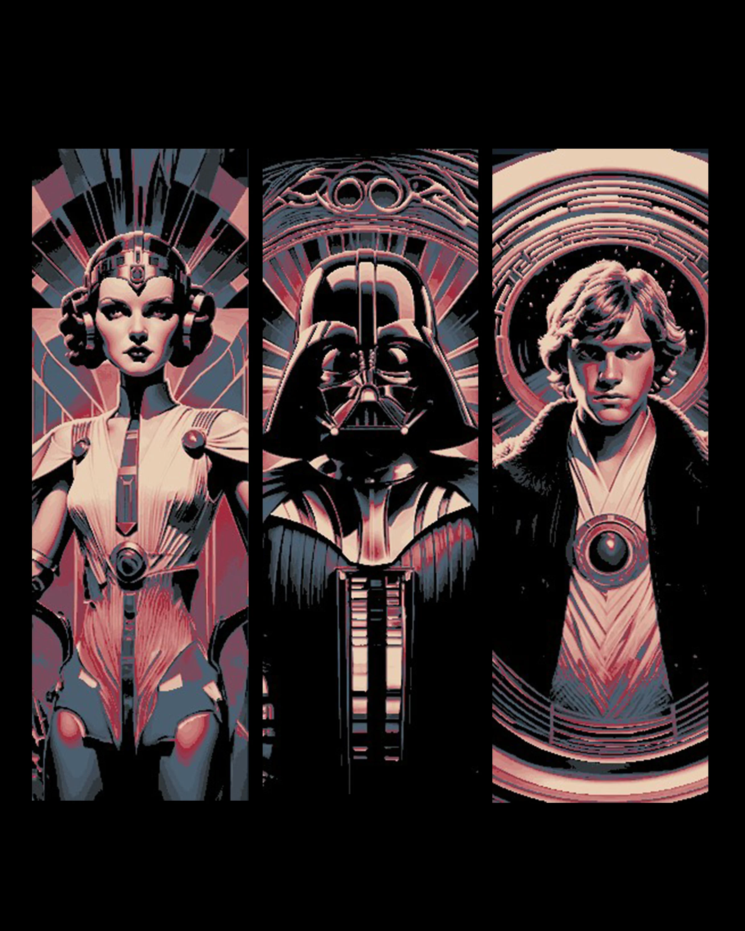 Neo Art Deco Style Portraits of Star Wars Characters Luke, Leia and Darth Vader - Set of bookmarks 3d model