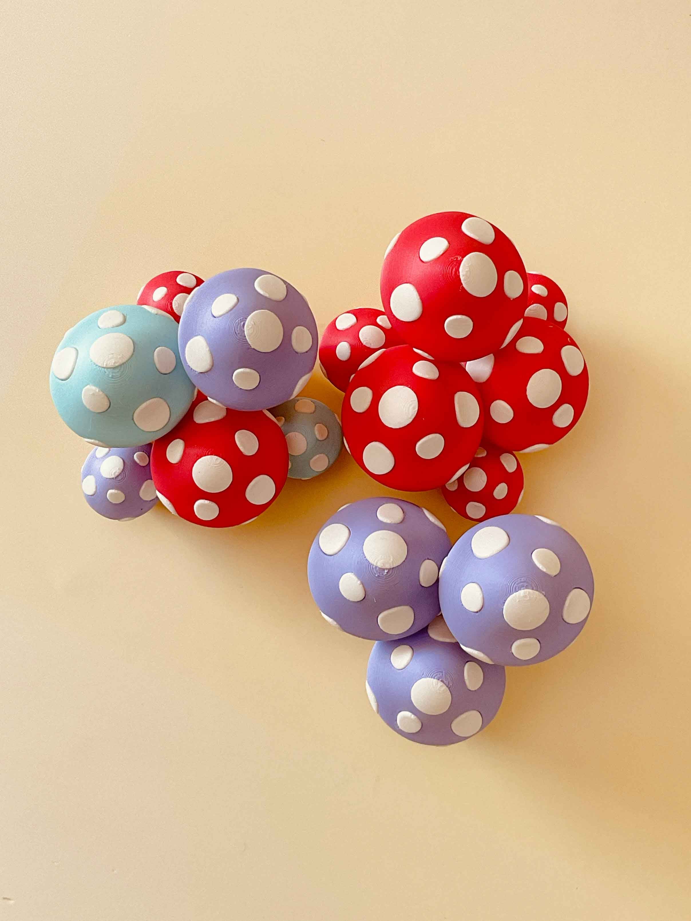 Toadstool Mushroom Cluster Multi Clicker Keychain Fidget Toy Bundle 3d model