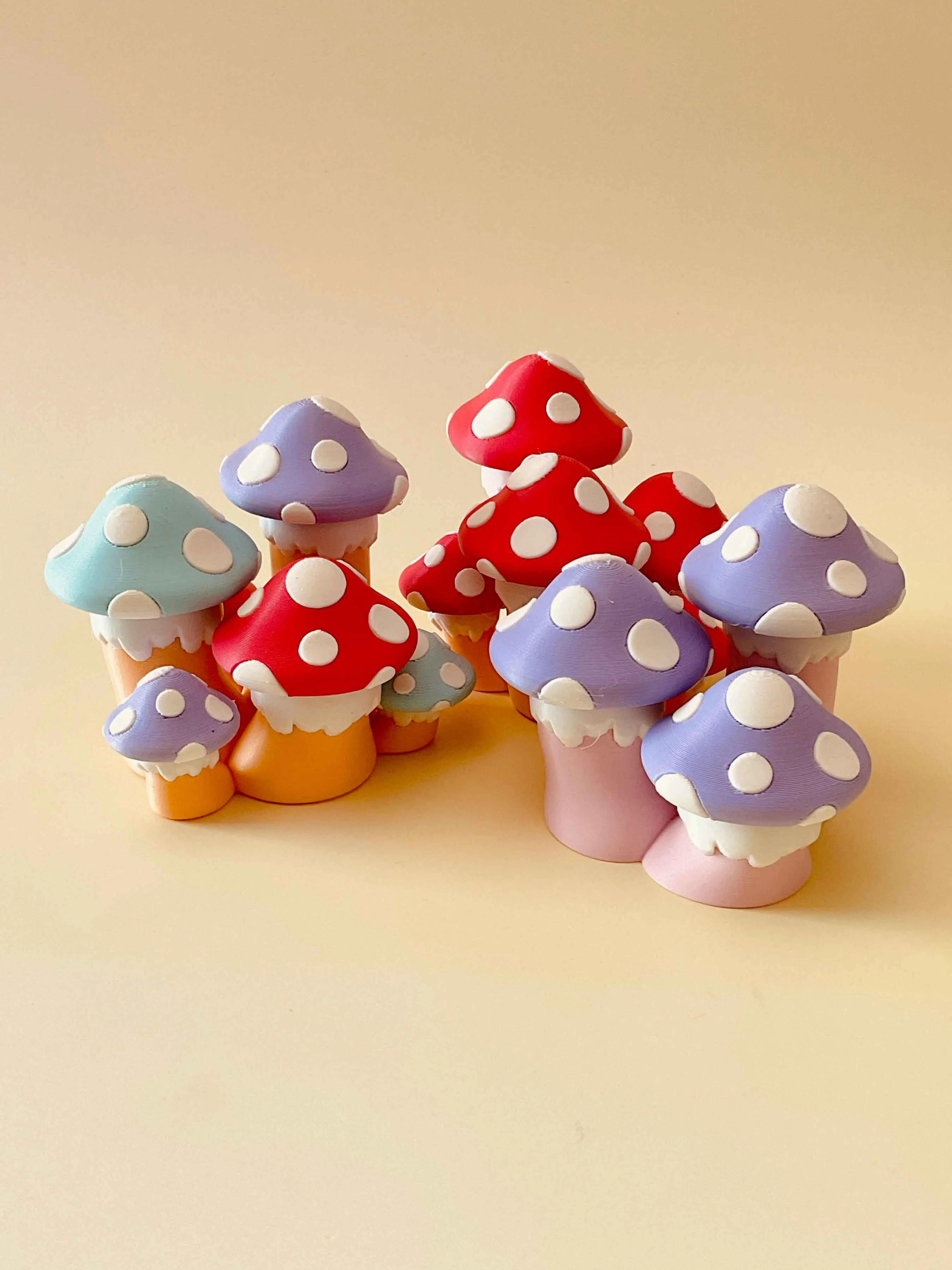 Toadstool Mushroom Cluster Multi Clicker Keychain Fidget Toy Bundle 3d model