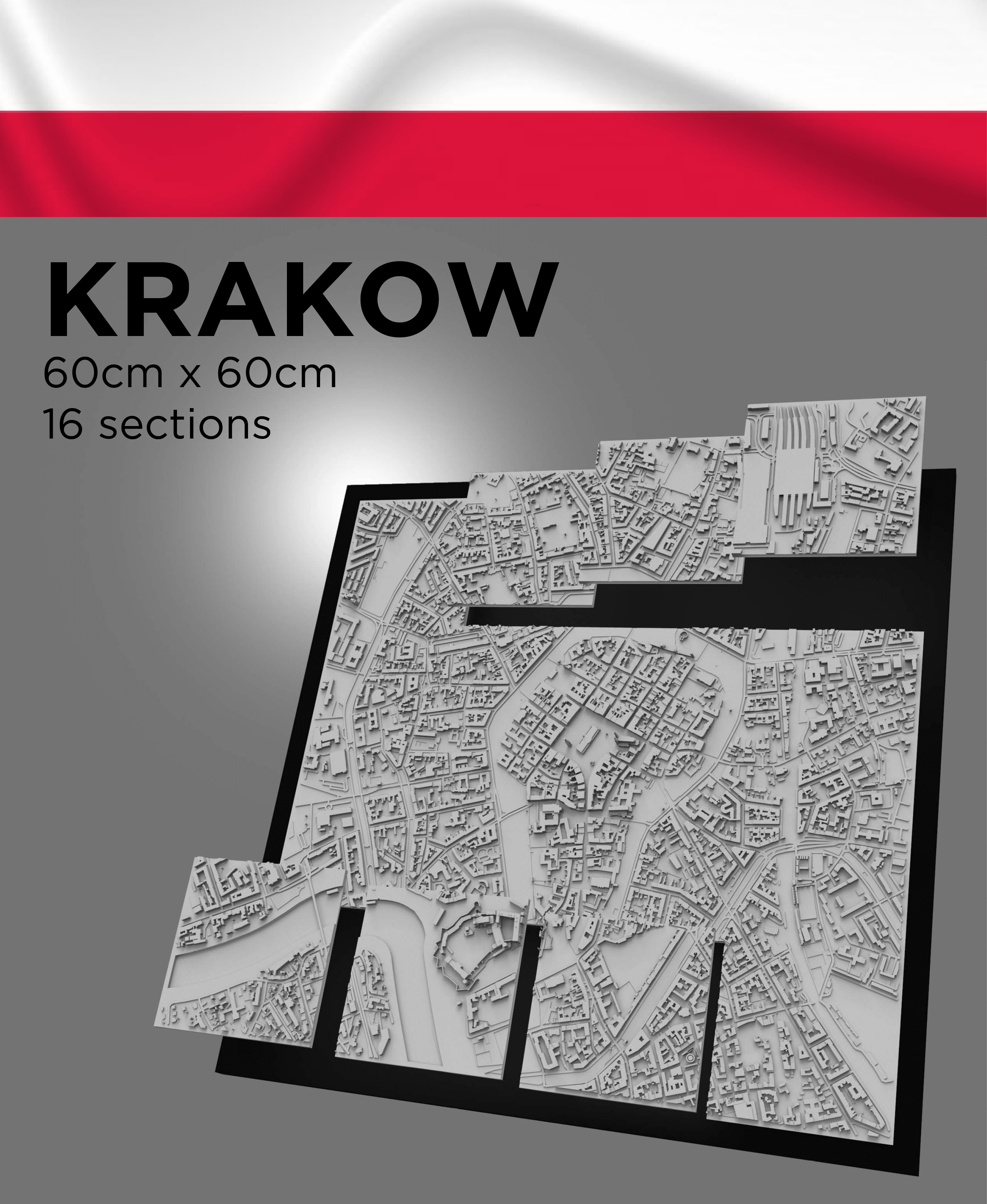 KRAKOW, Skyline 3d map 3d model
