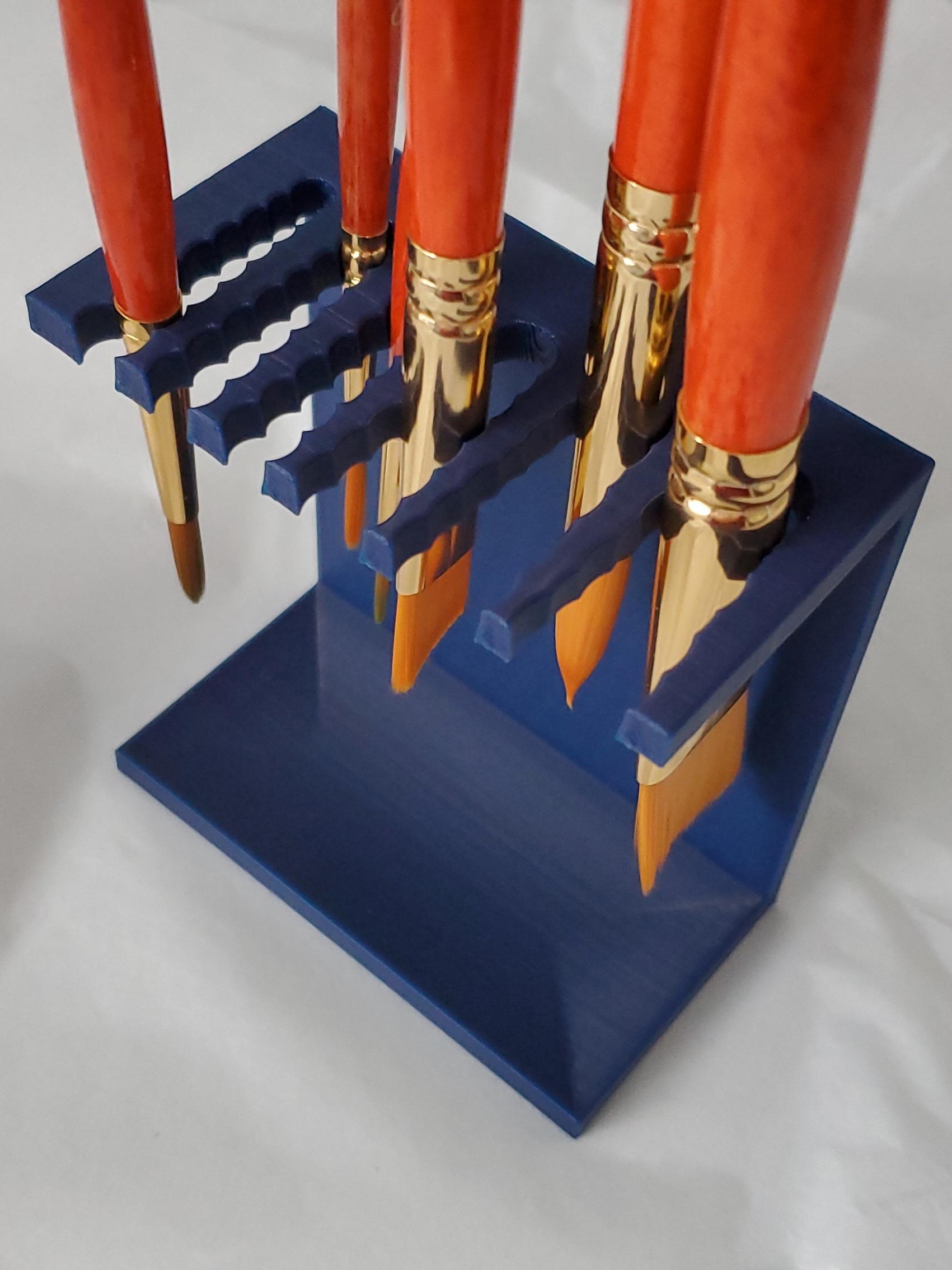 6-slot paint brush rack with drip tray | Extended brush sizes! 3d model