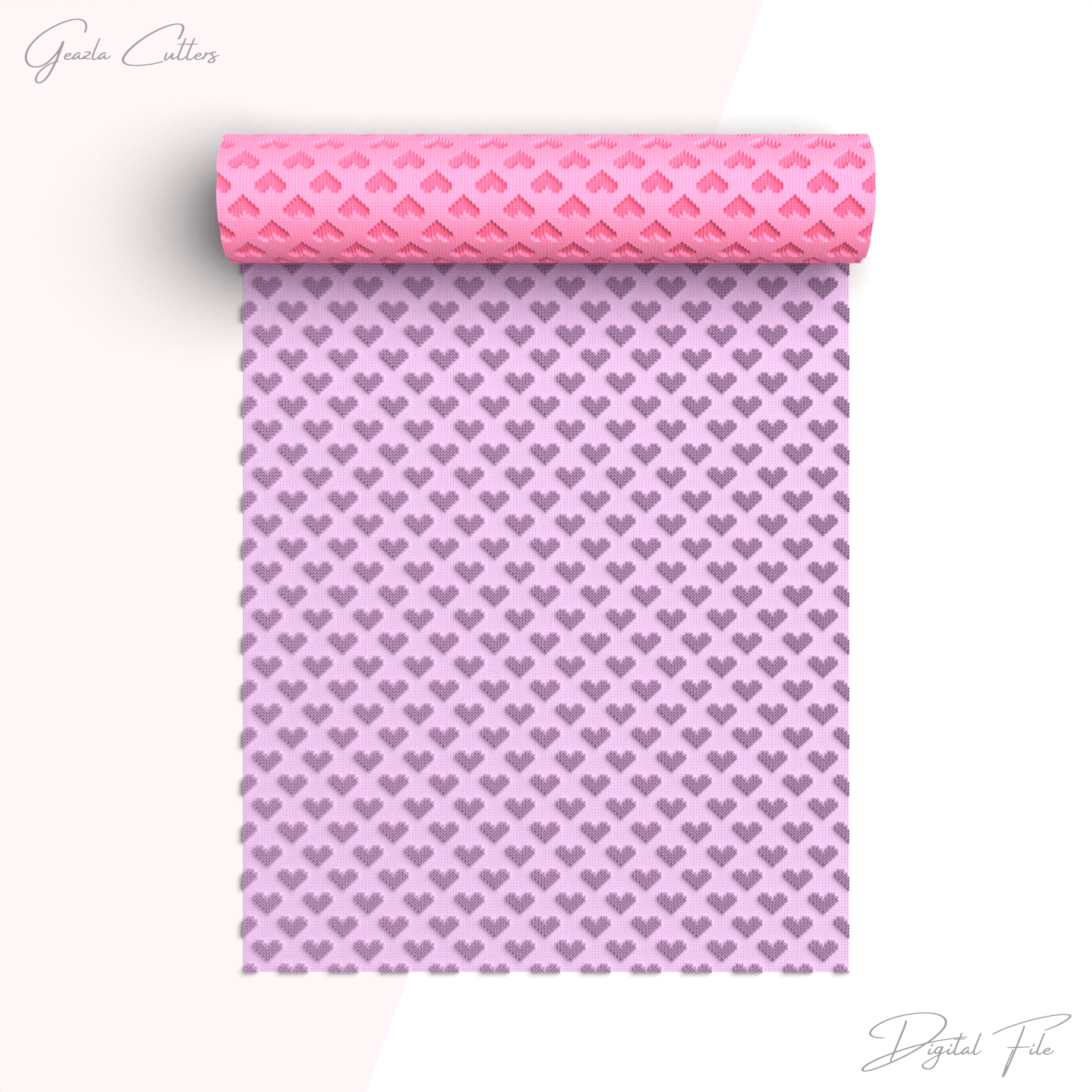 Knitted Hearts Texture Roller For Polymer Clay, Fabric Clay Texture Rolling Pin, No: 1445 3d model