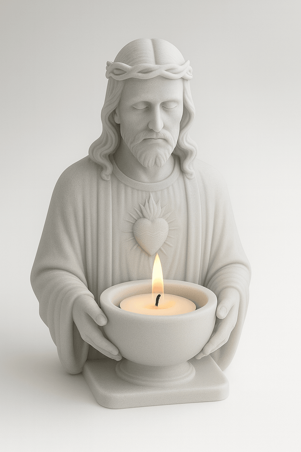 Sacred Heart Jesus Bust Candle Holder STL 3d model