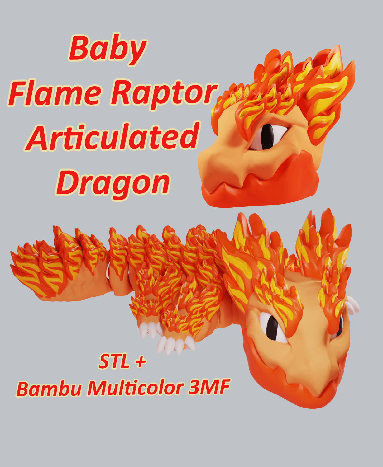 Baby Flame Raptor - Articulated Dragon Fidget Toy 3d model
